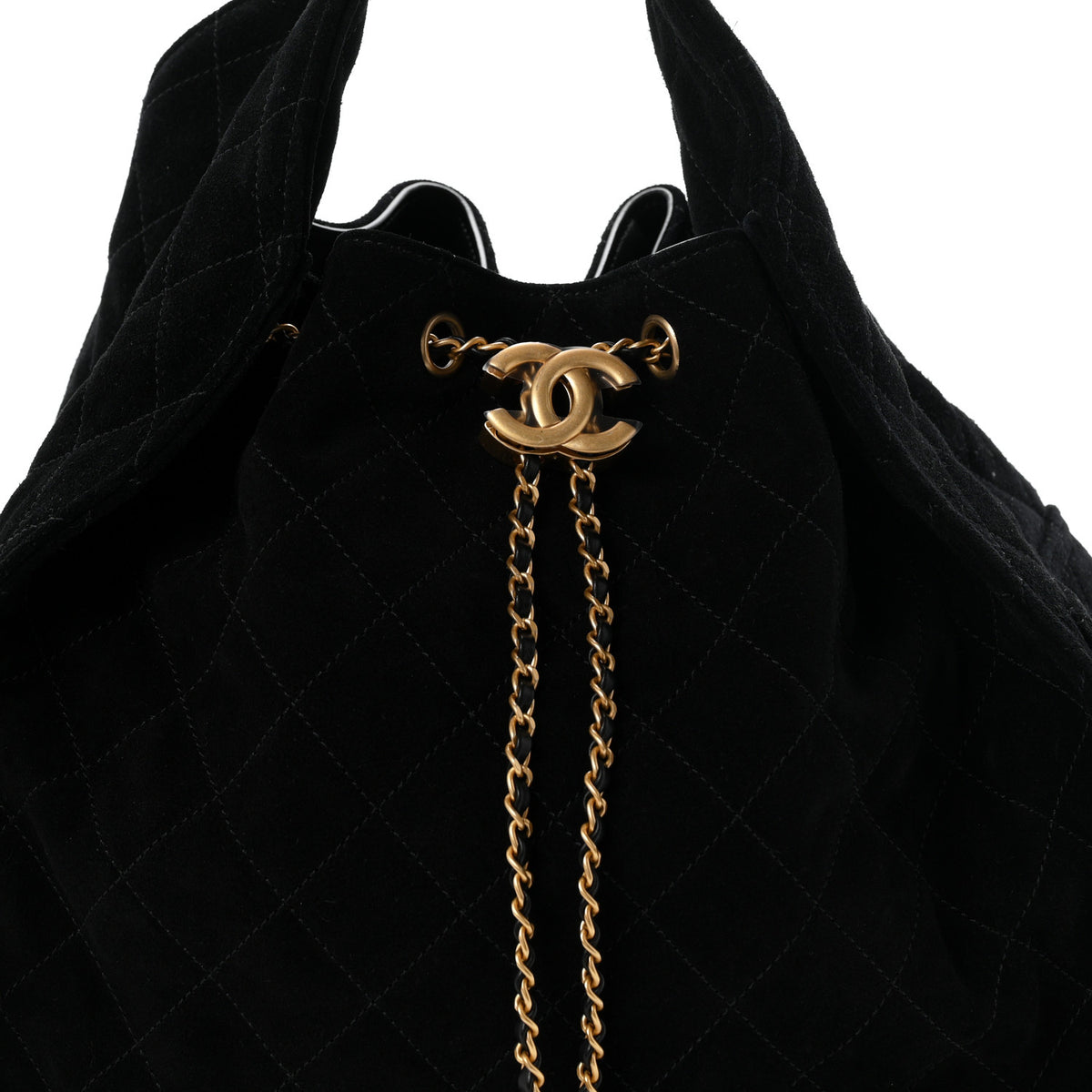 Suede Quilted Medium Chanel 25 Handbag Black