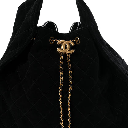 Chanel Suede Quilted Medium Chanel 25 Handbag Black 8 of 10