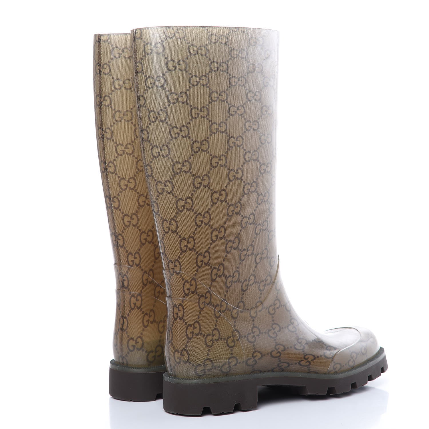 Gucci Rubber Monogram Edinburg Rain Boots 36 Transparent Cocoa 4 of 9