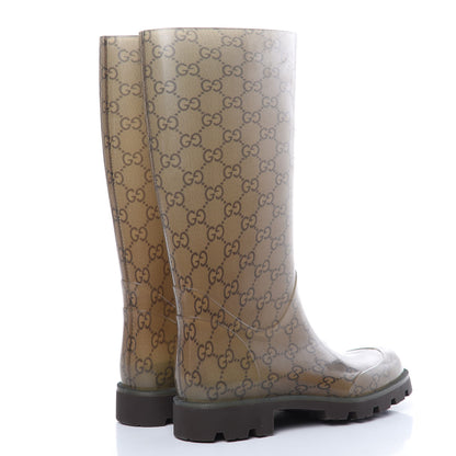 Gucci Rubber Monogram Edinburg Rain Boots 36 Transparent Cocoa 4 of 9