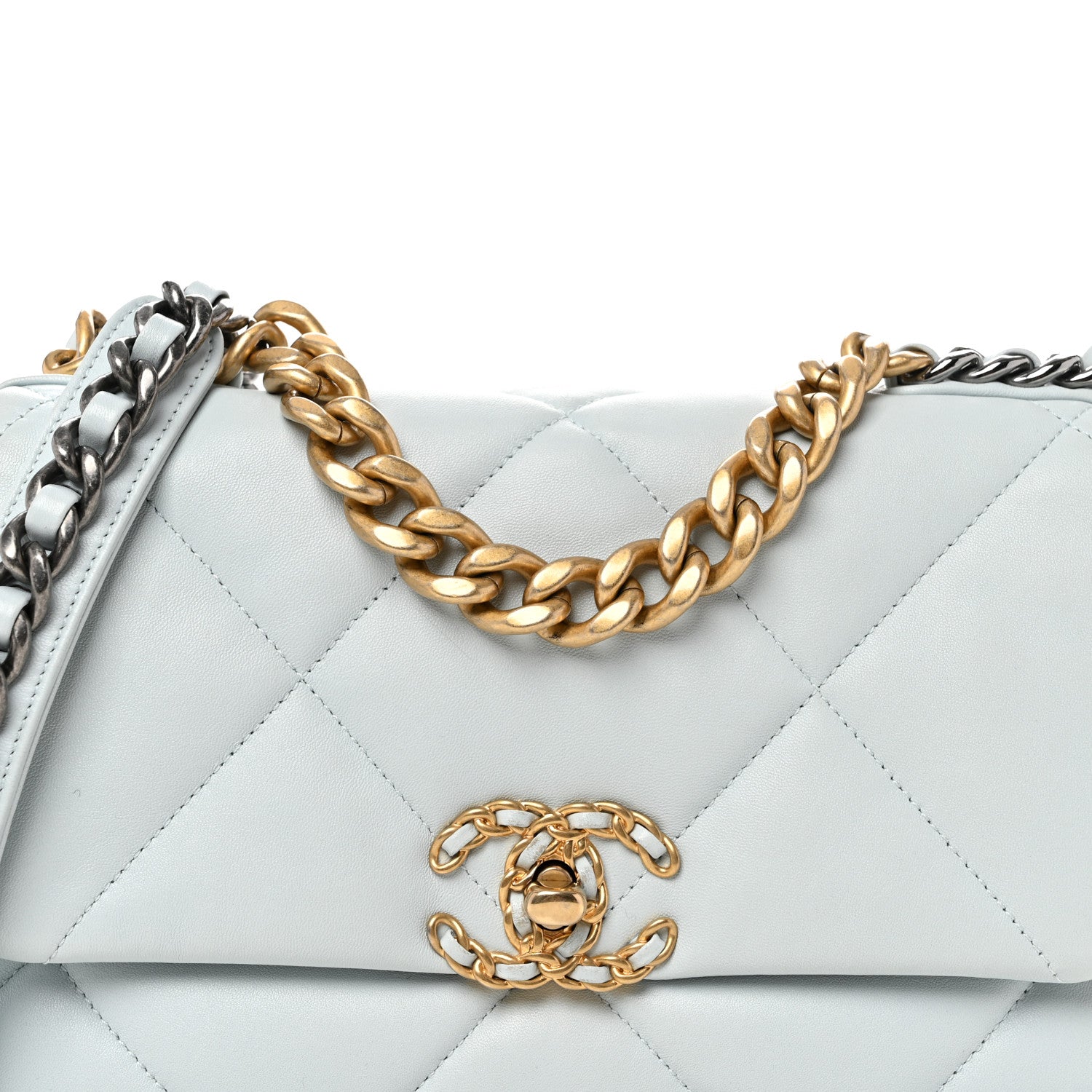 Chanel Lambskin Quilted Medium Chanel 19 Flap Light Blue 8 of 11