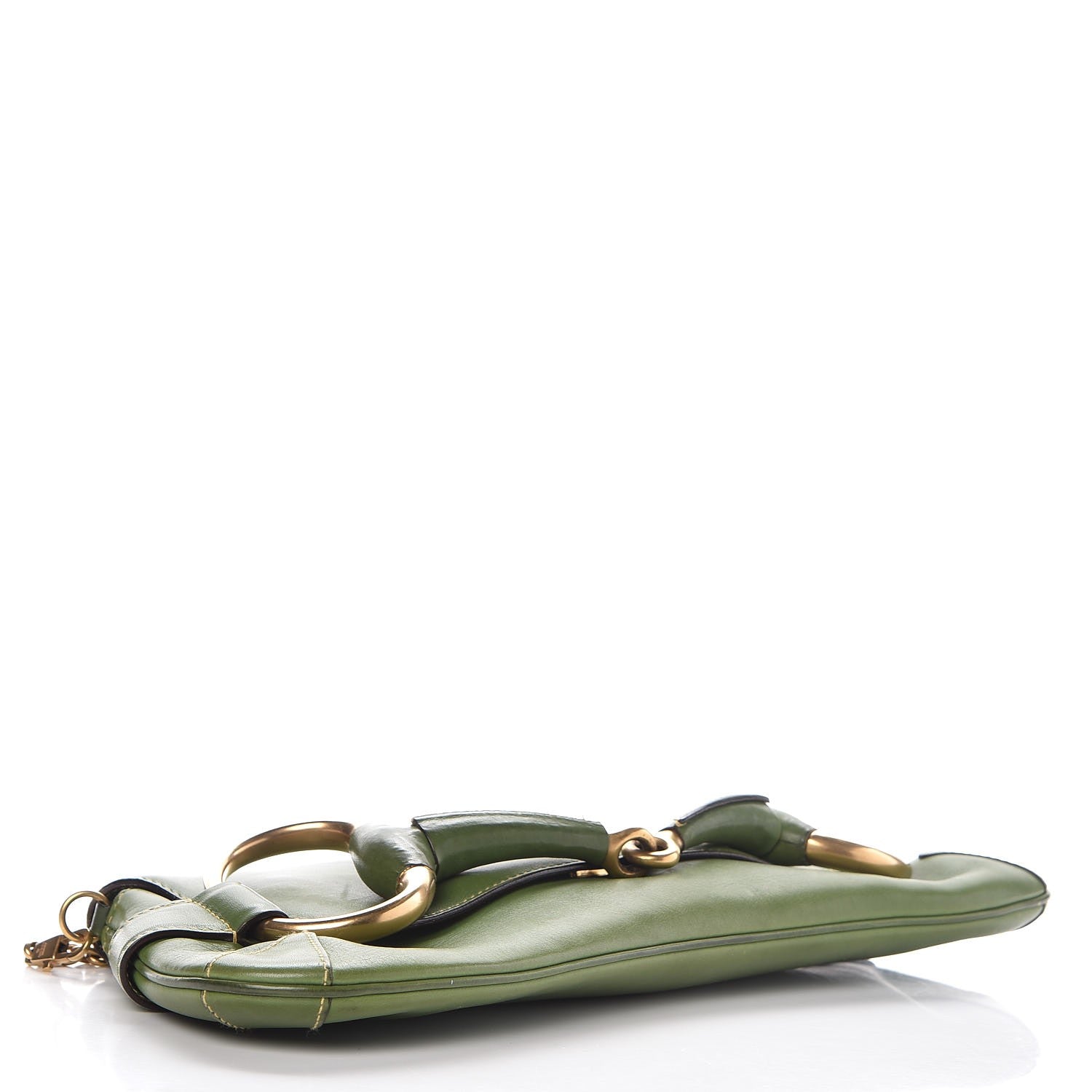 Gucci Calfskin Horsebit Chain Clutch Green 4 of 13