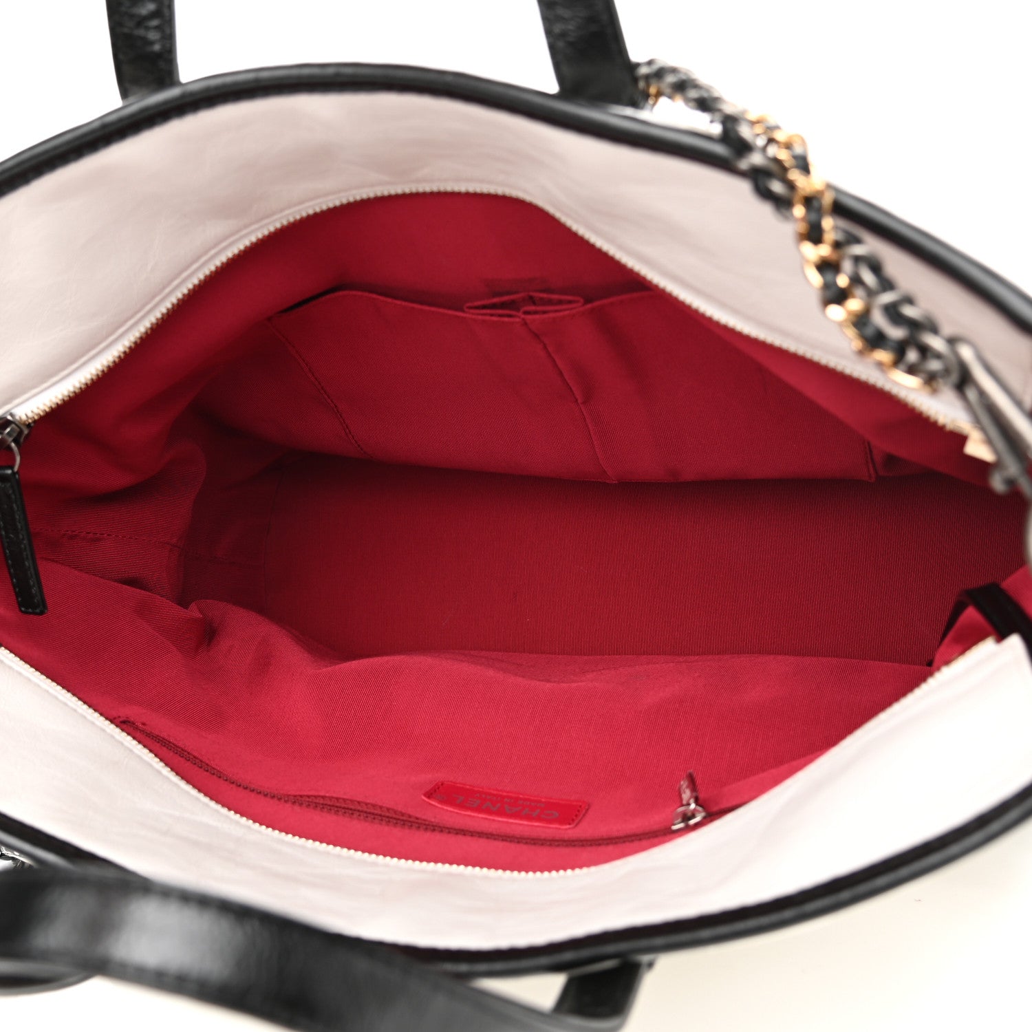 Chanel Aged Calfskin Quilted Large Gabrielle Shopping Tote White Black 5 of 10
