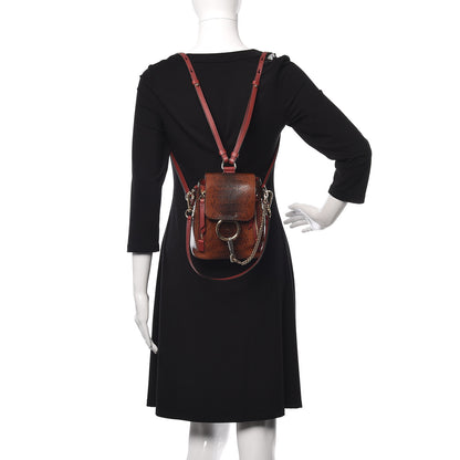 Chloe Calfskin Watersnake Embossed Mini Faye Backpack Sepia Brown 2 of 14