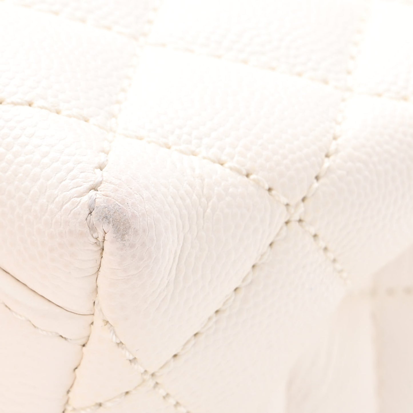 Caviar Quilted Mini Coco Handle Flap White