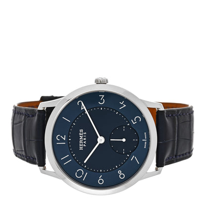 Hermes Stainless Steel Alligator 39.5mm Slim d'Hermes Automatic Watch Bleu Saphir 2 of 5