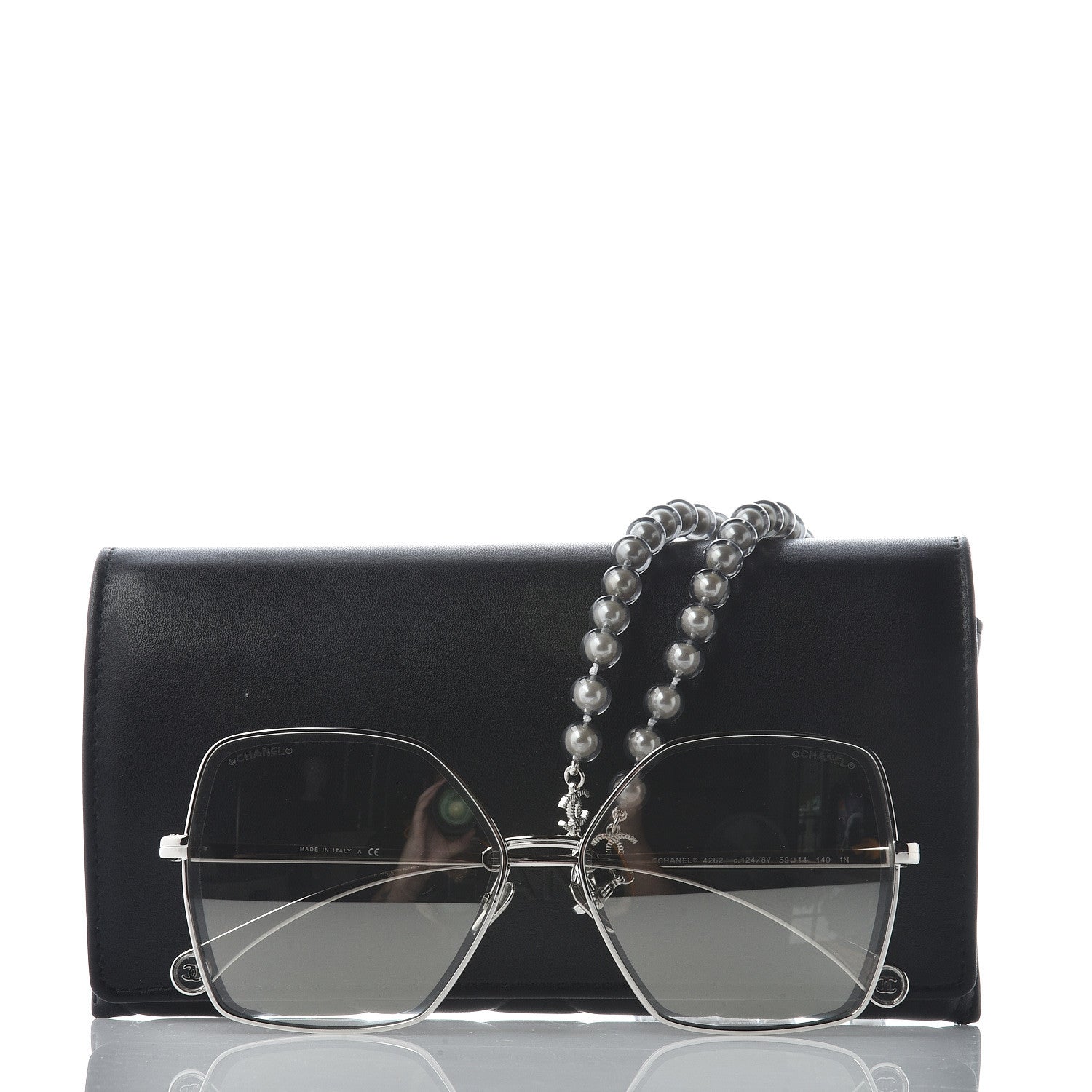 Chanel Butterfly Removable Pearl Chain Sunglasses 4262 Silver 9 of 9