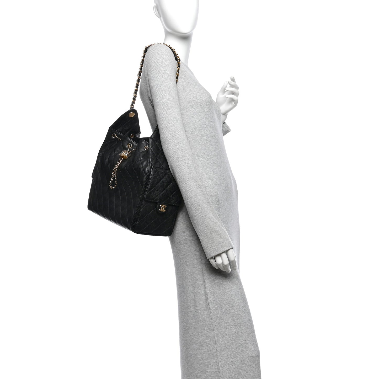 Caviar Quilted Medium Chanel 25 Handbag Black