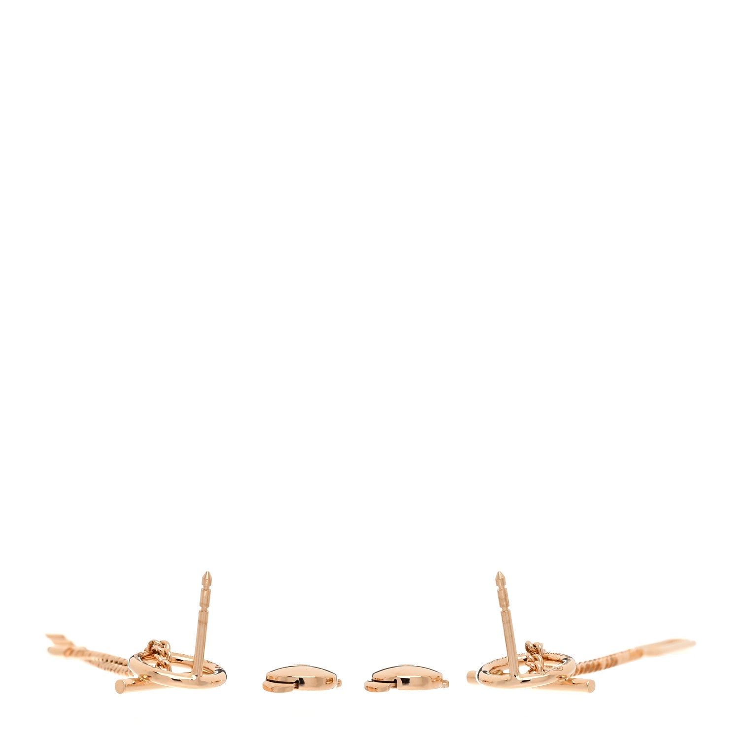 Hermes 18K Rose Gold Echappee Asymmetric Earrings 3 of 5