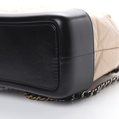 Chanel Aged Calfskin Quilted Small Gabrielle Backpack Beige Black 9 of 12