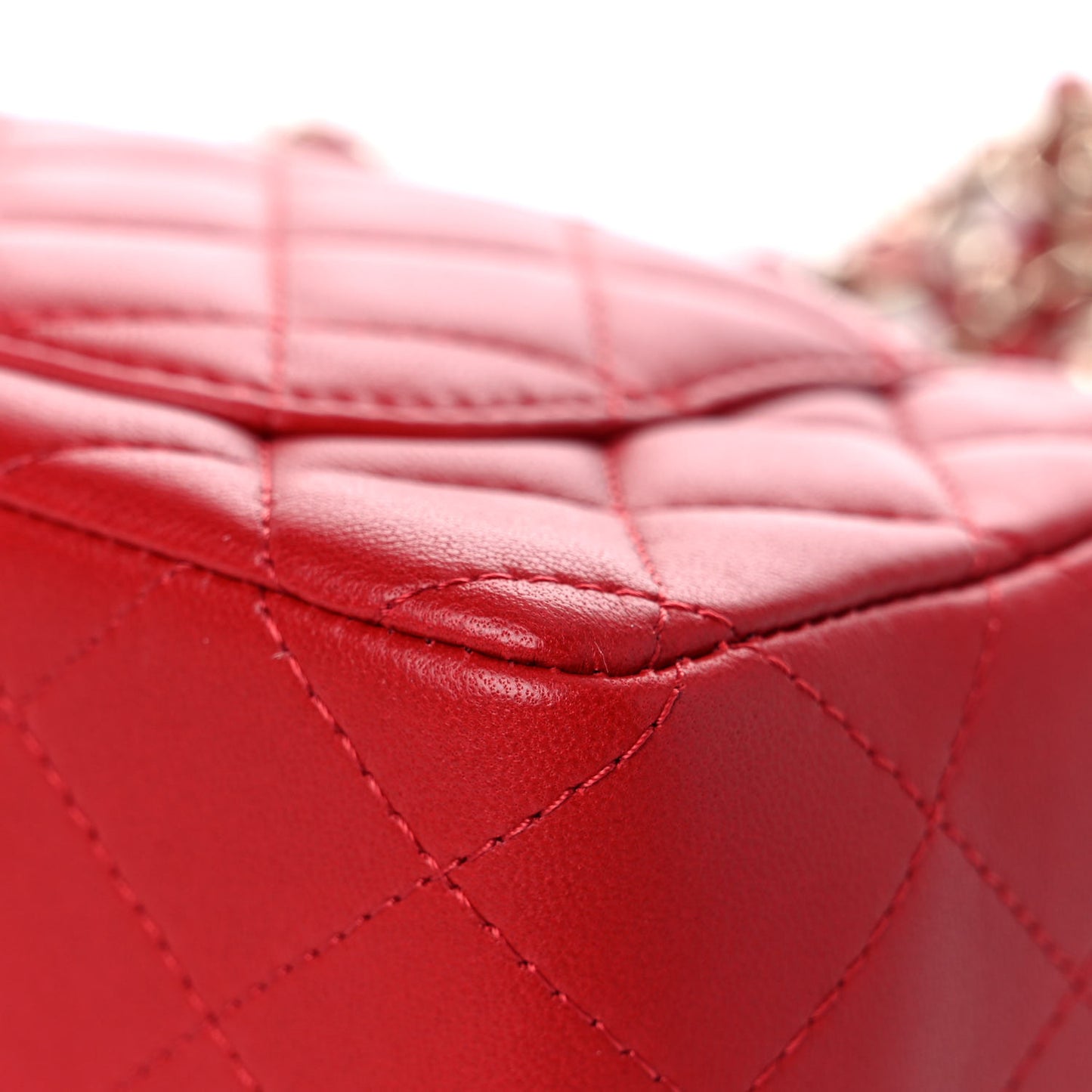 Lambskin Quilted Mini Rectangular Flap Red