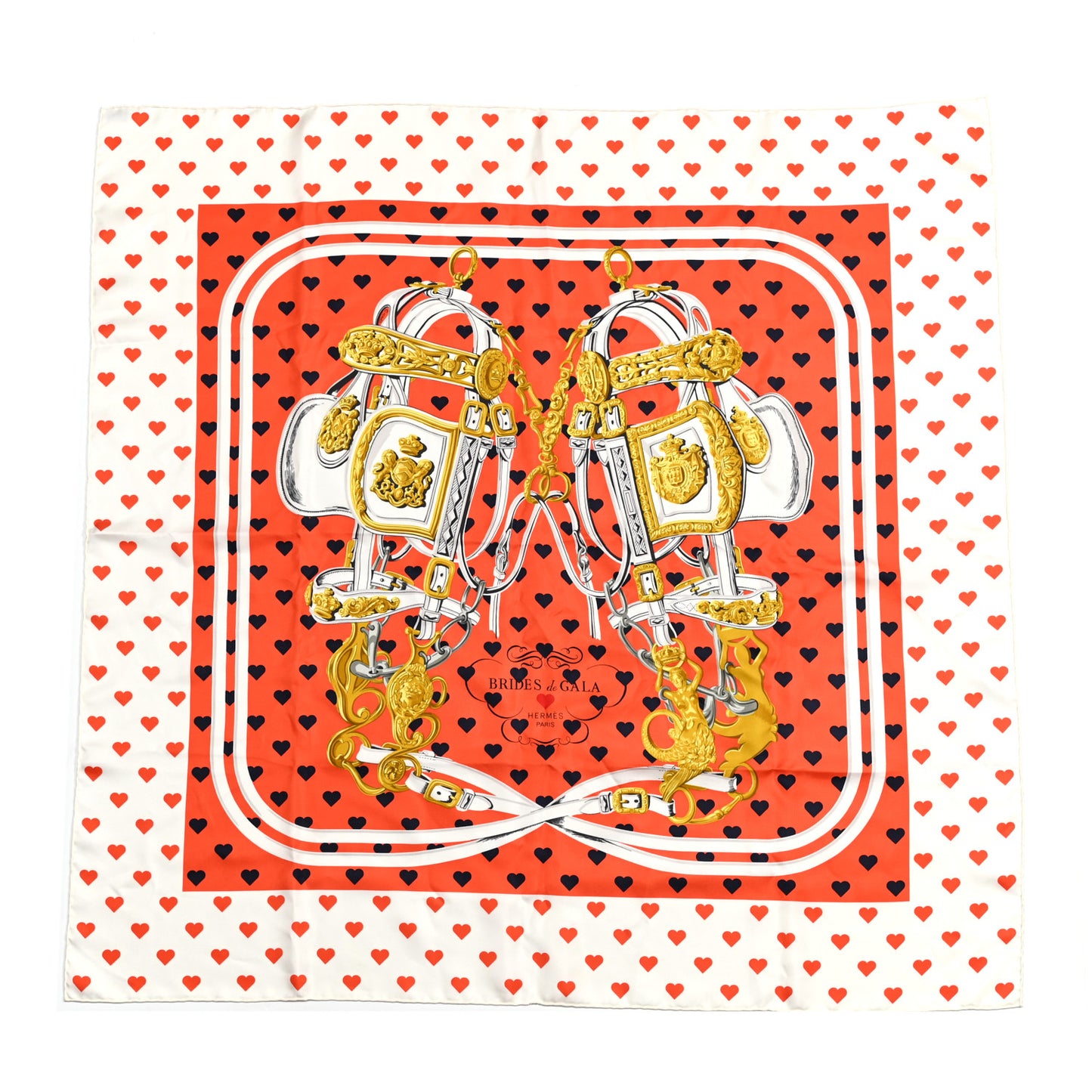 Silk Brides De Gala Love Scarf 90 Orange Marine White