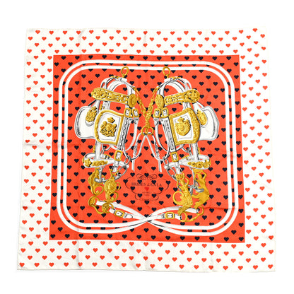 Hermes Silk Brides De Gala Love Scarf 90 Orange Marine White 1 of 4