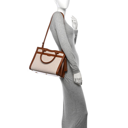 Saint Laurent Canvas Calfskin Medium Uptown Tote Brown 2 of 10