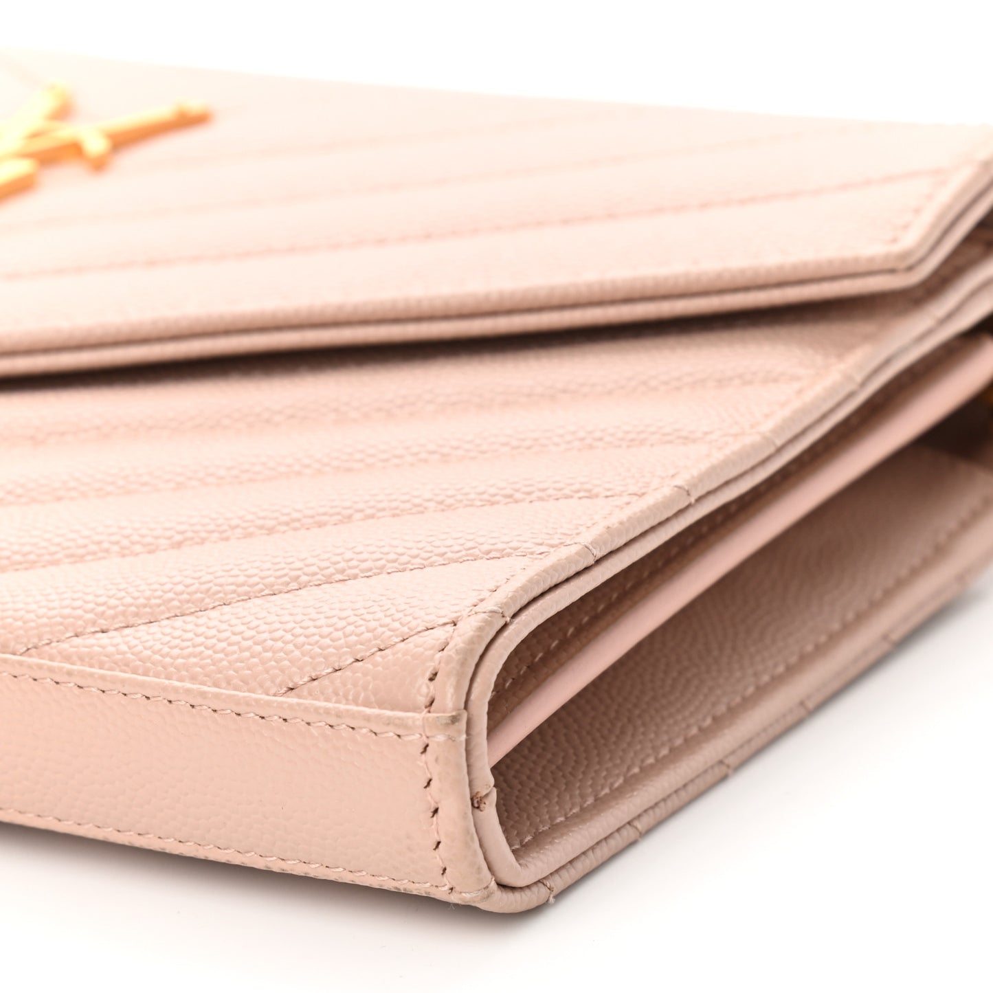 Grain De Poudre Matelasse Chevron Monogram Chain Wallet Pale Pink