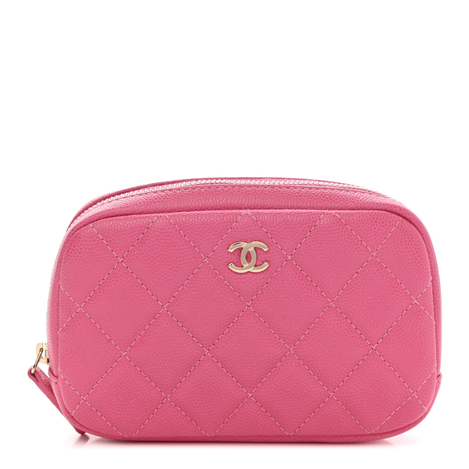Chanel Caviar Quilted Small Curvy Pouch Cosmetic Case Pink 1 of 8