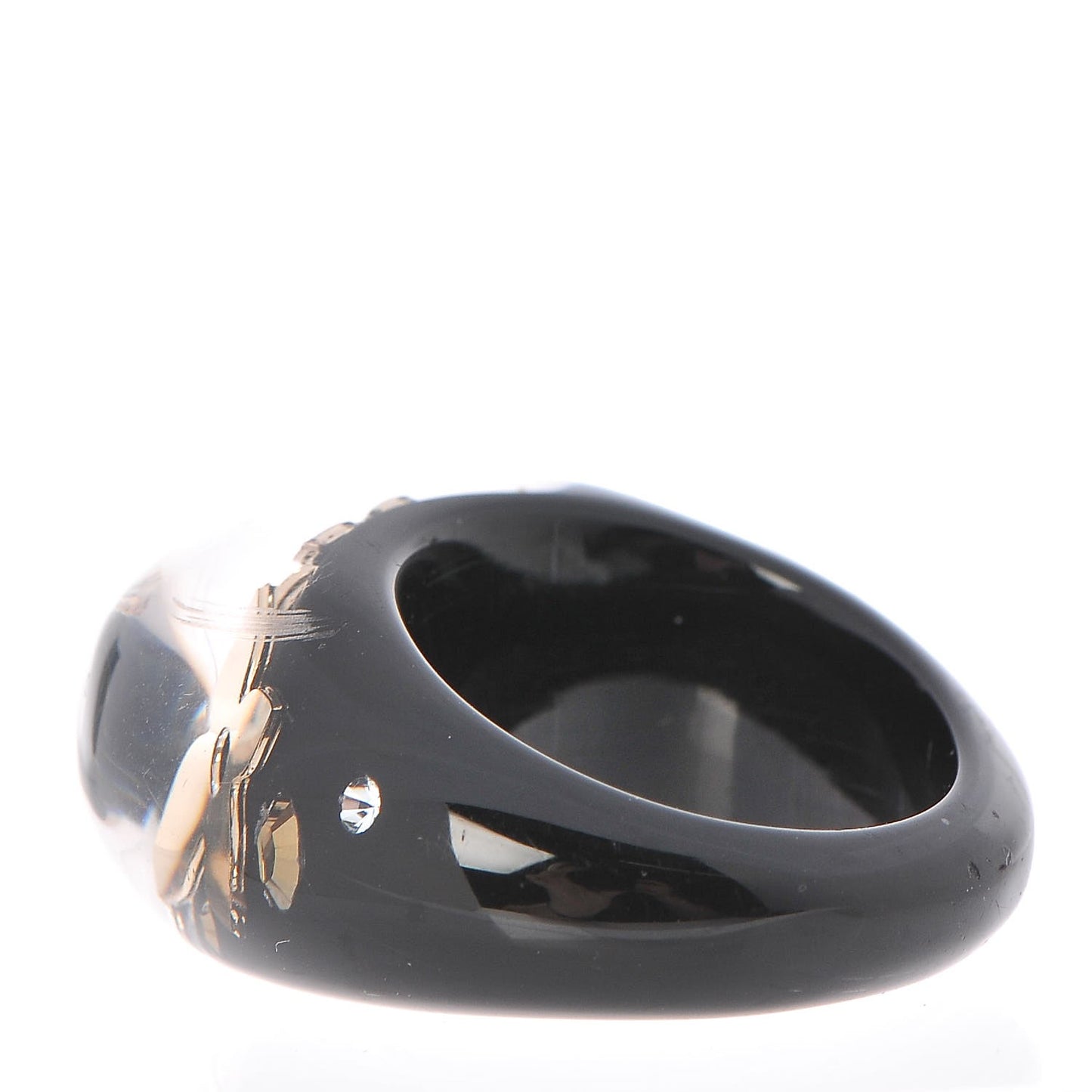 Resin Swarovski Crystal Inclusion Ring 8 Black