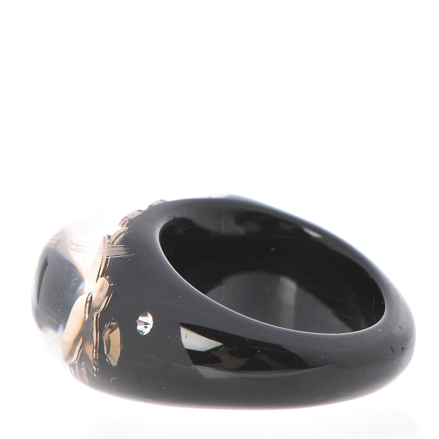 Louis Vuitton Resin Swarovski Crystal Inclusion Ring 8 Black 3 of 3