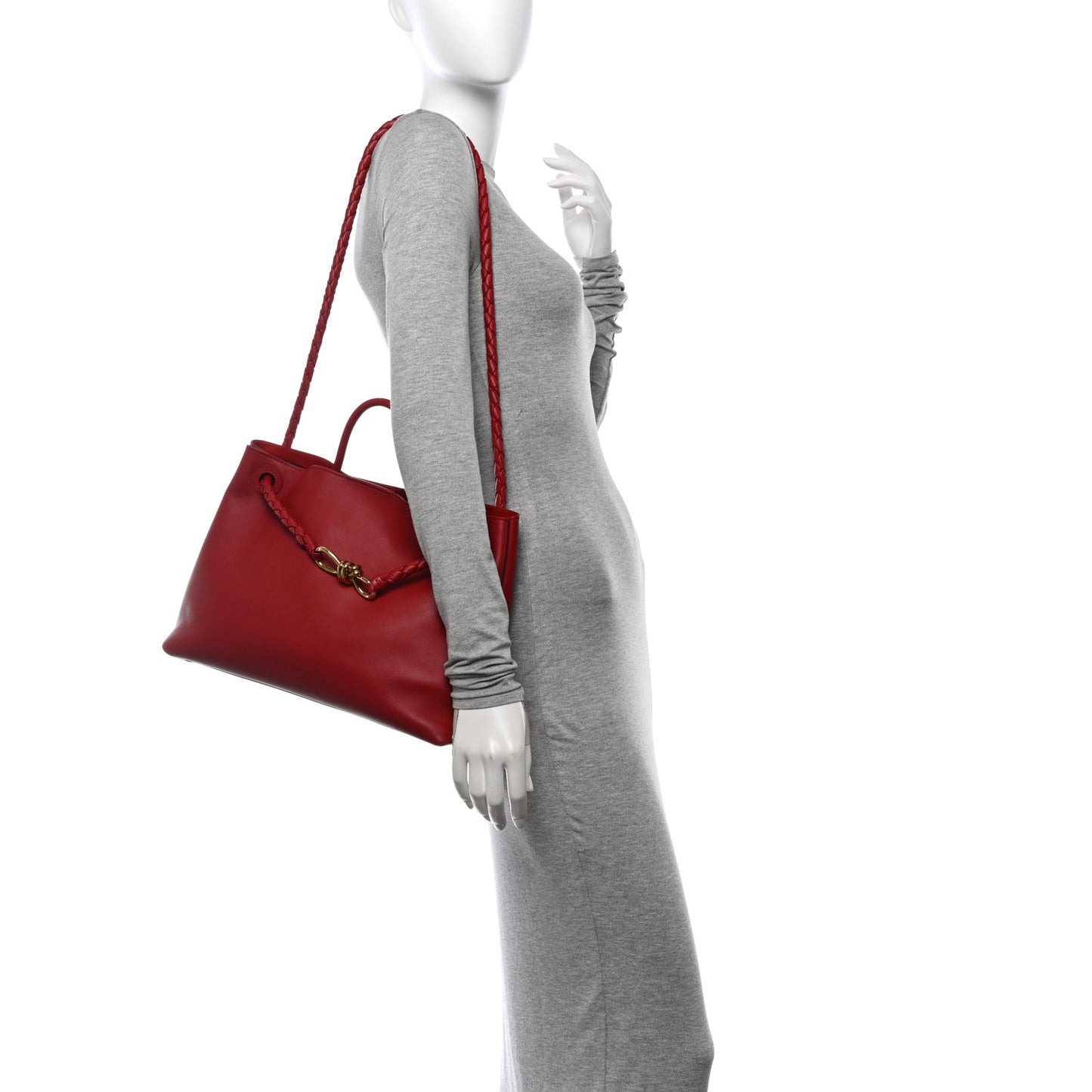 Silky Calfskin Medium Andiamo Shoulder Bag Rosewood Space