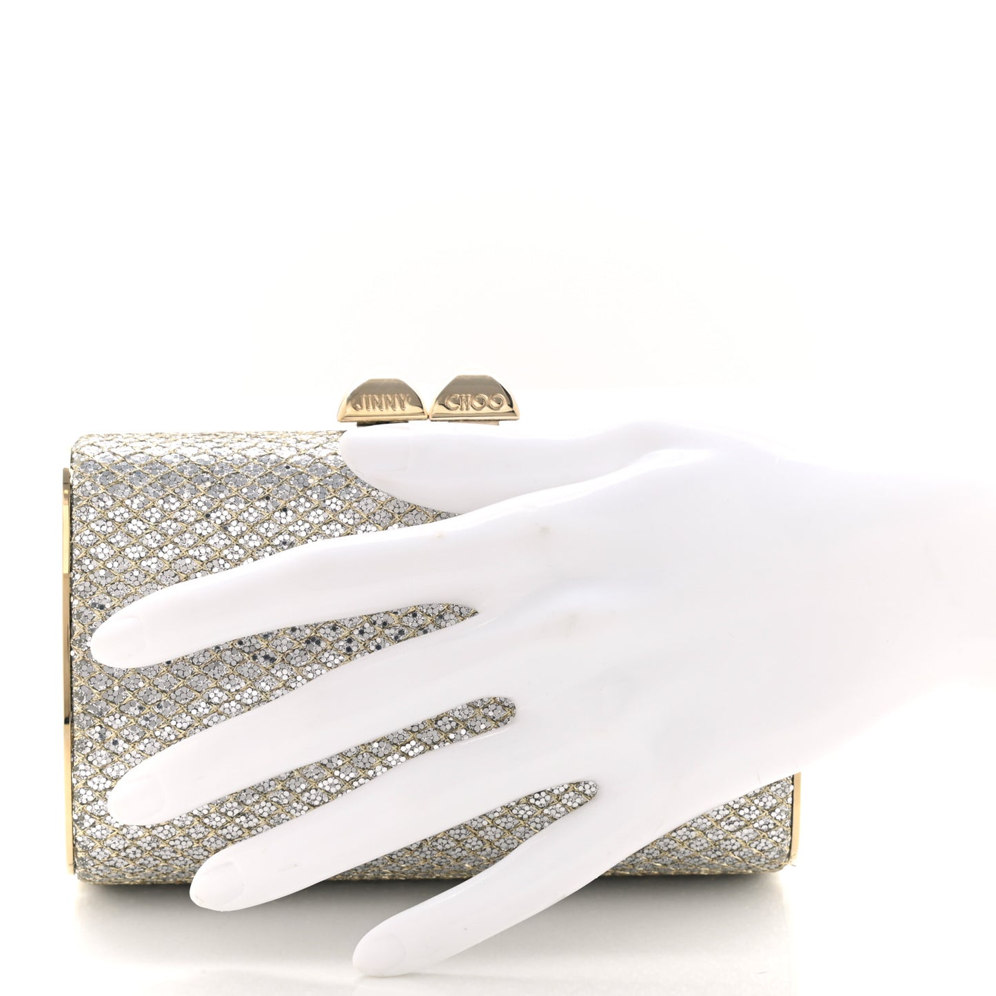 Glitter Fabric Clutch Champagne