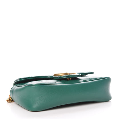 Gucci Calfskin Matelasse Super Mini GG Marmont Shoulder Bag Emerald Green 4 of 11