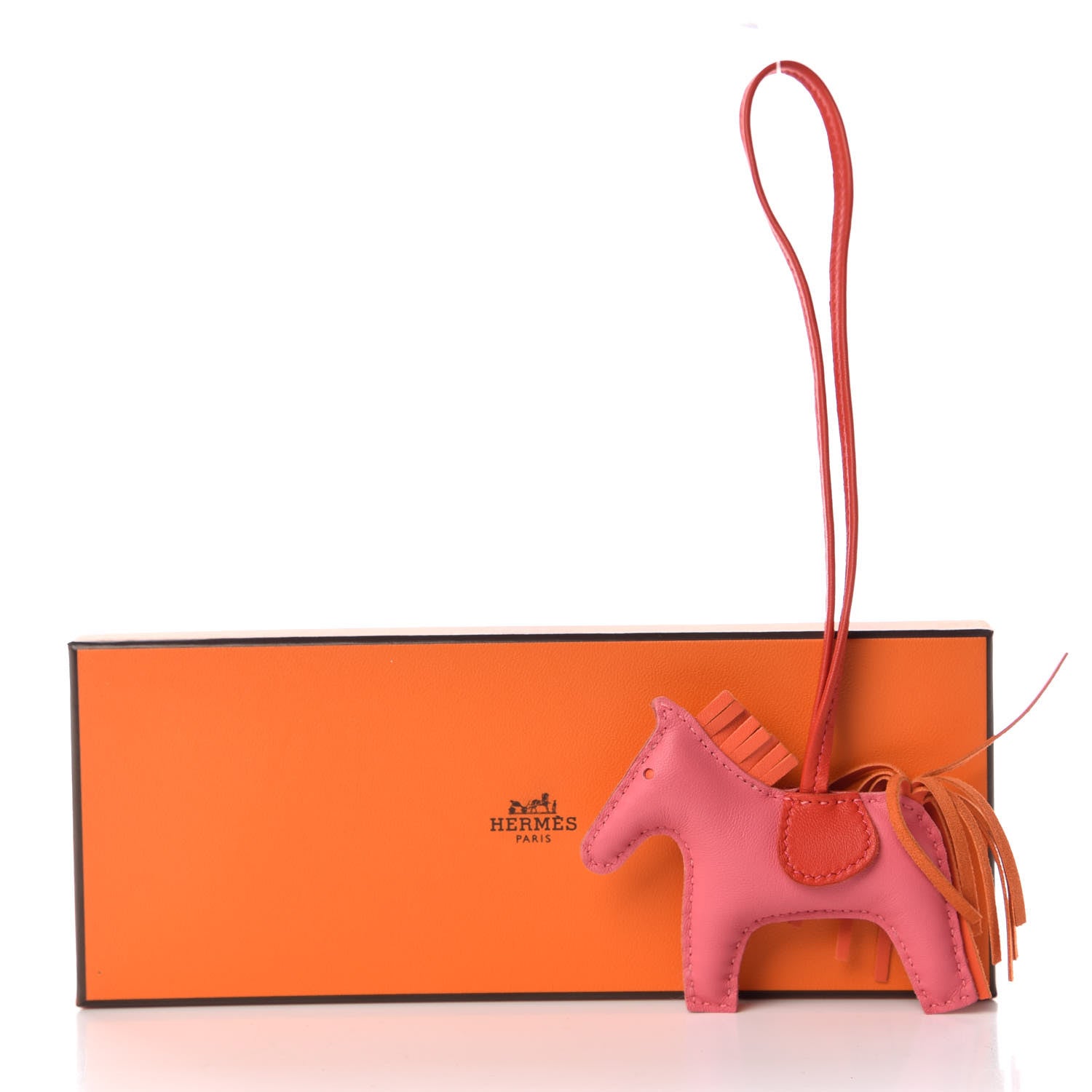 Hermes Milo Lambskin Grigri Rodeo Bag Charm PM Rose Azalee Orange Poppy Rouge Indien 4 of 4