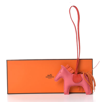 Hermes Milo Lambskin Grigri Rodeo Bag Charm PM Rose Azalee Orange Poppy Rouge Indien 4 of 4