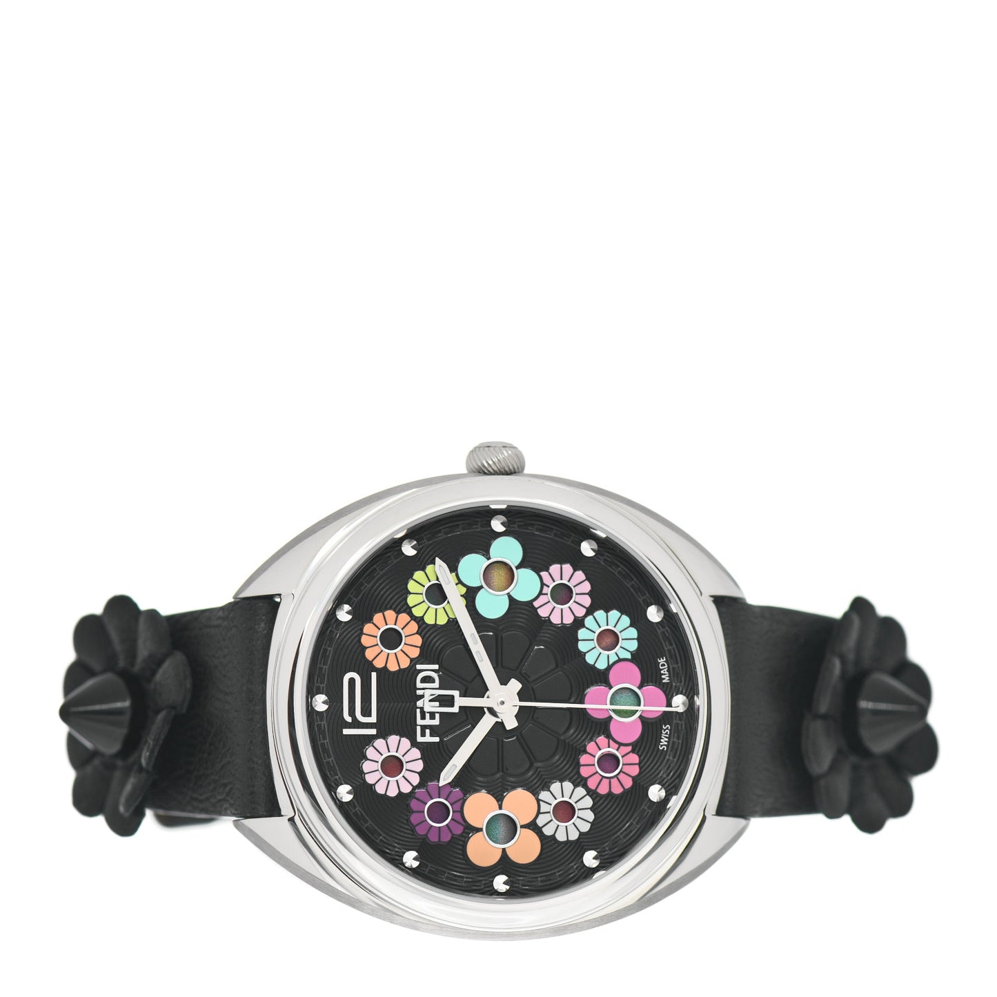 Stainless Steel Calfskin 34mm Momento Flowerland Quartz Watch Black