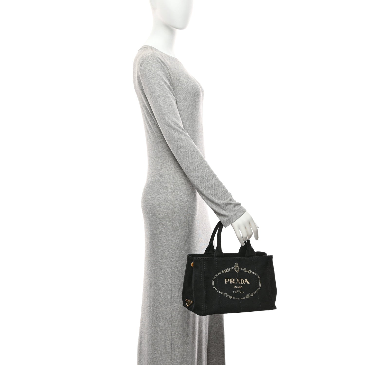 Prada Canapa Small Logo Tote Black Talco 2 of 15