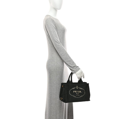 Prada Canapa Small Logo Tote Black Talco 2 of 15