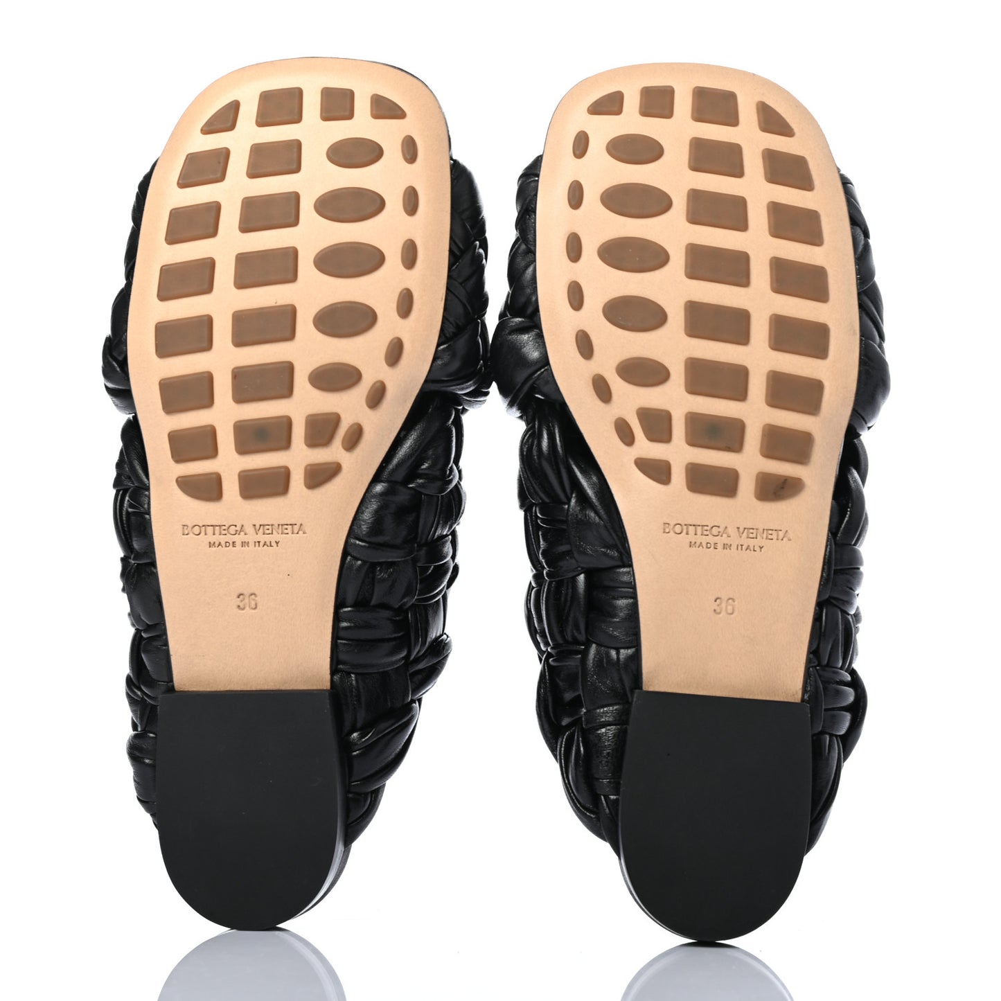 Shiny Nappa Intrecciato The Board Flat Sandals 36 Black