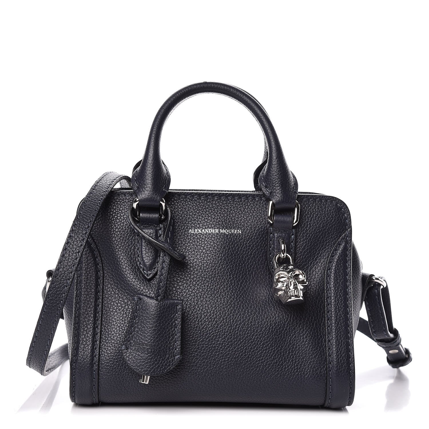 Alexander McQueen Pebbled Calfskin Mini Padlock Navy 1 of 11