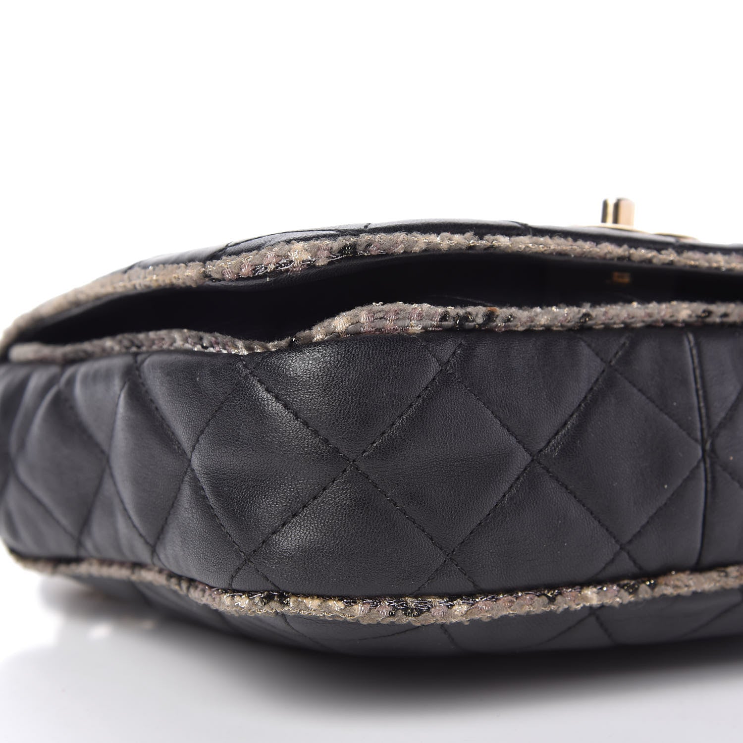 Chanel Lambskin Tweed Quilted Tweedy Flap Shoulder Bag Black 6 of 11