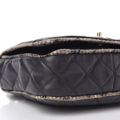 Chanel Lambskin Tweed Quilted Tweedy Flap Shoulder Bag Black 6 of 11