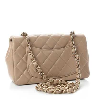 Chanel Lambskin Quilted Mini Rectangular Flap Dark Beige 3 of 11