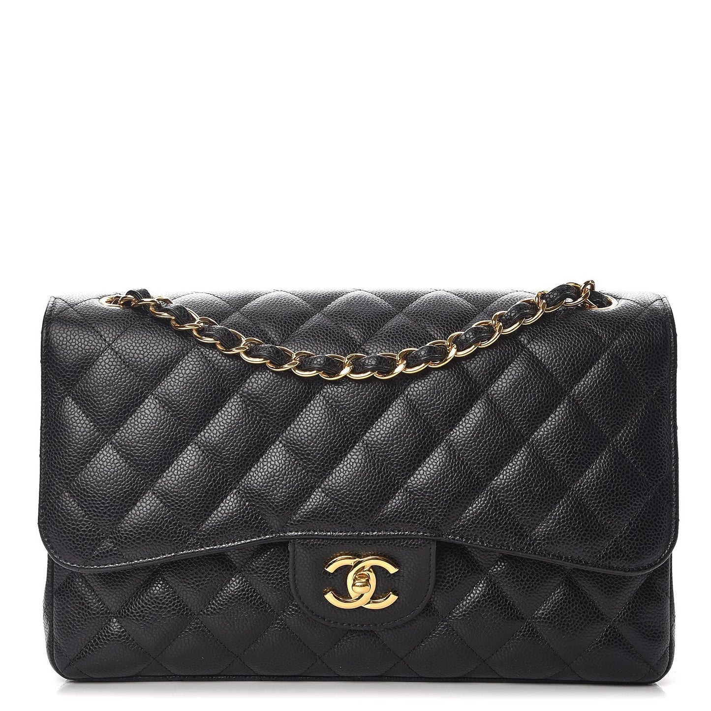 Caviar Quilted Jumbo Double Flap Black