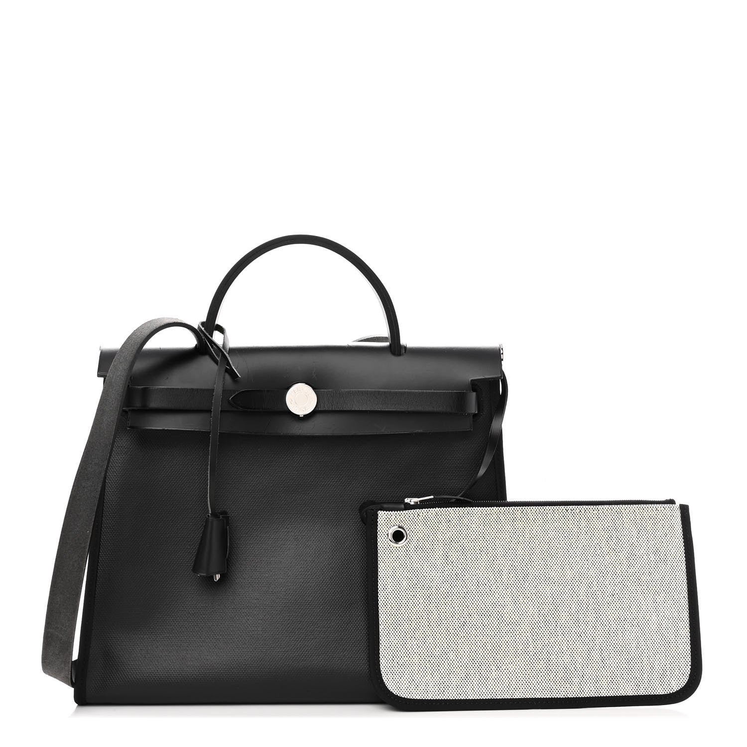 Hermes Toile H Berline Vache Hunter Herbag Zip PM 31 Black Ecru 1 of 11