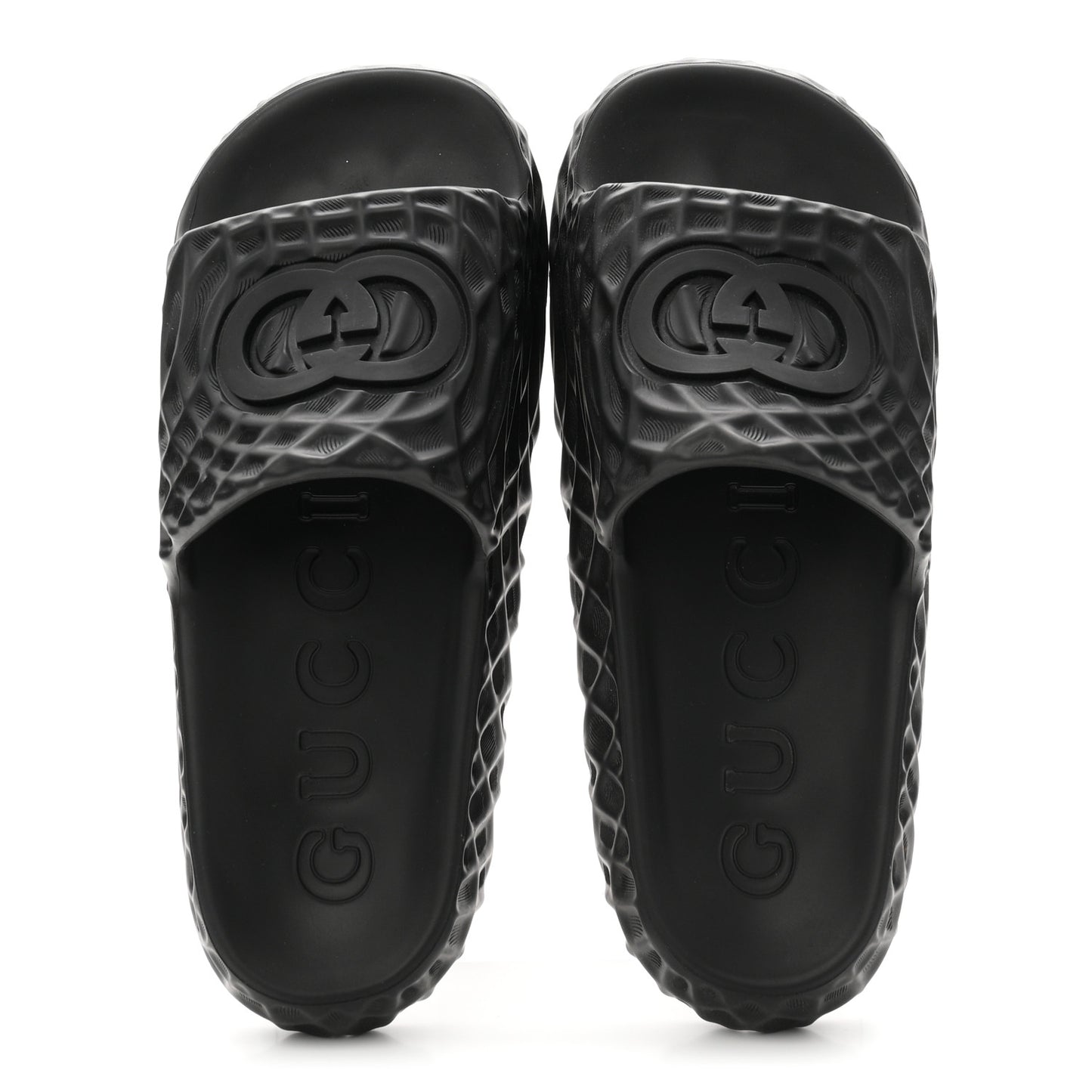 Rubber Interlocking G Mens Slide Sandals 8 Black