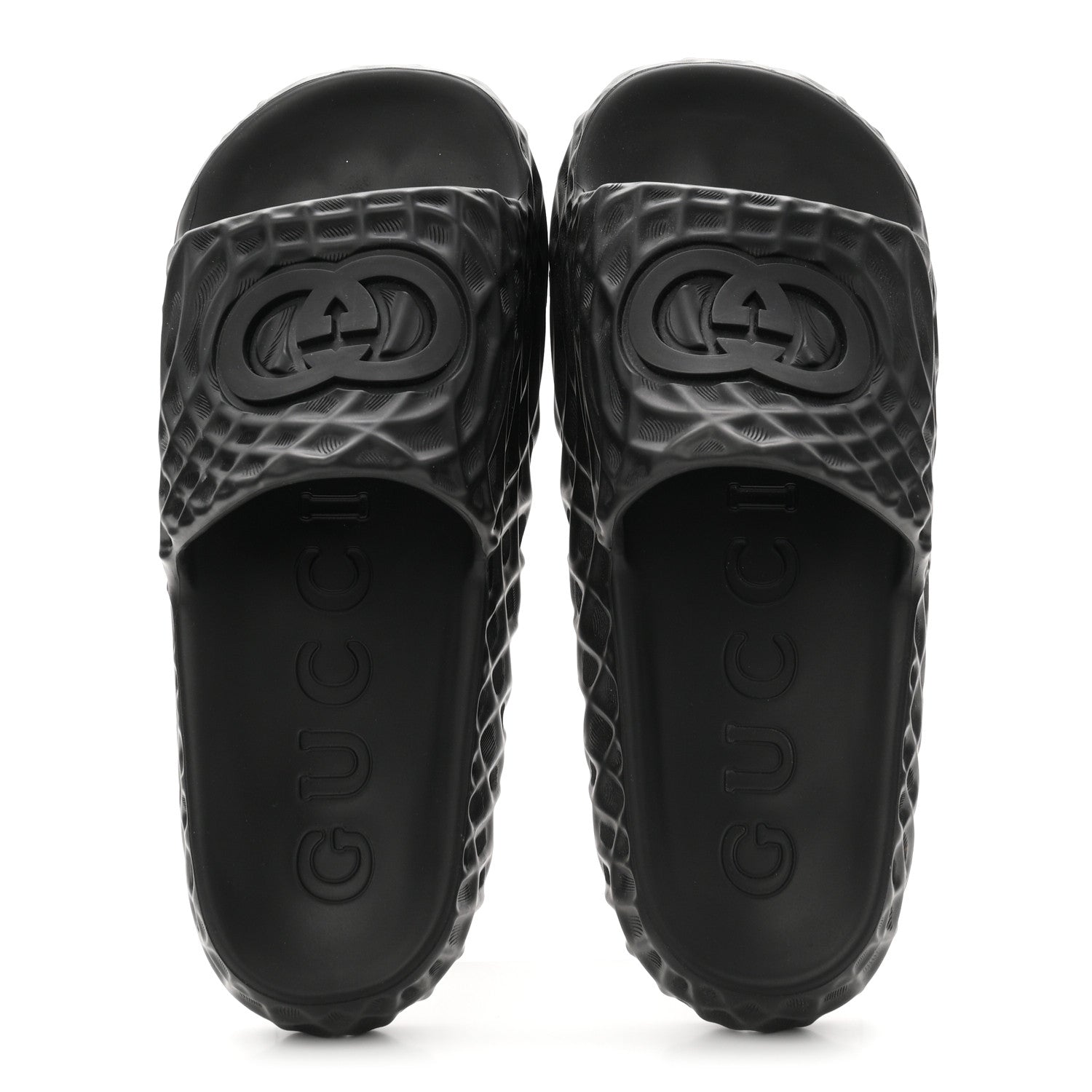 Gucci Rubber Interlocking G Mens Slide Sandals 8 Black 2 of 9