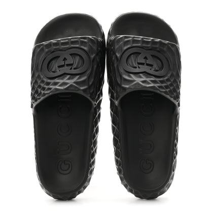 Gucci Rubber Interlocking G Mens Slide Sandals 8 Black 2 of 9