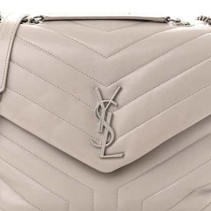 Saint Laurent Calfskin Y Quilted Monogram Medium Loulou Chain Satchel Granite 8 of 15