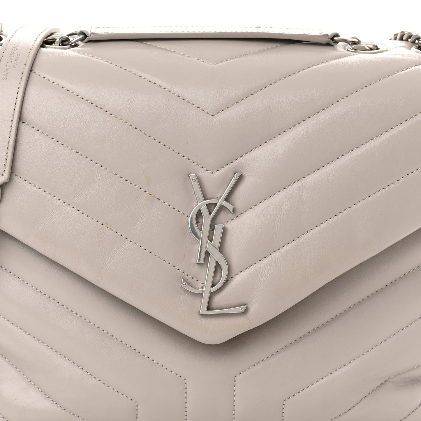 Calfskin Y Quilted Monogram Medium Loulou Chain Satchel Granite