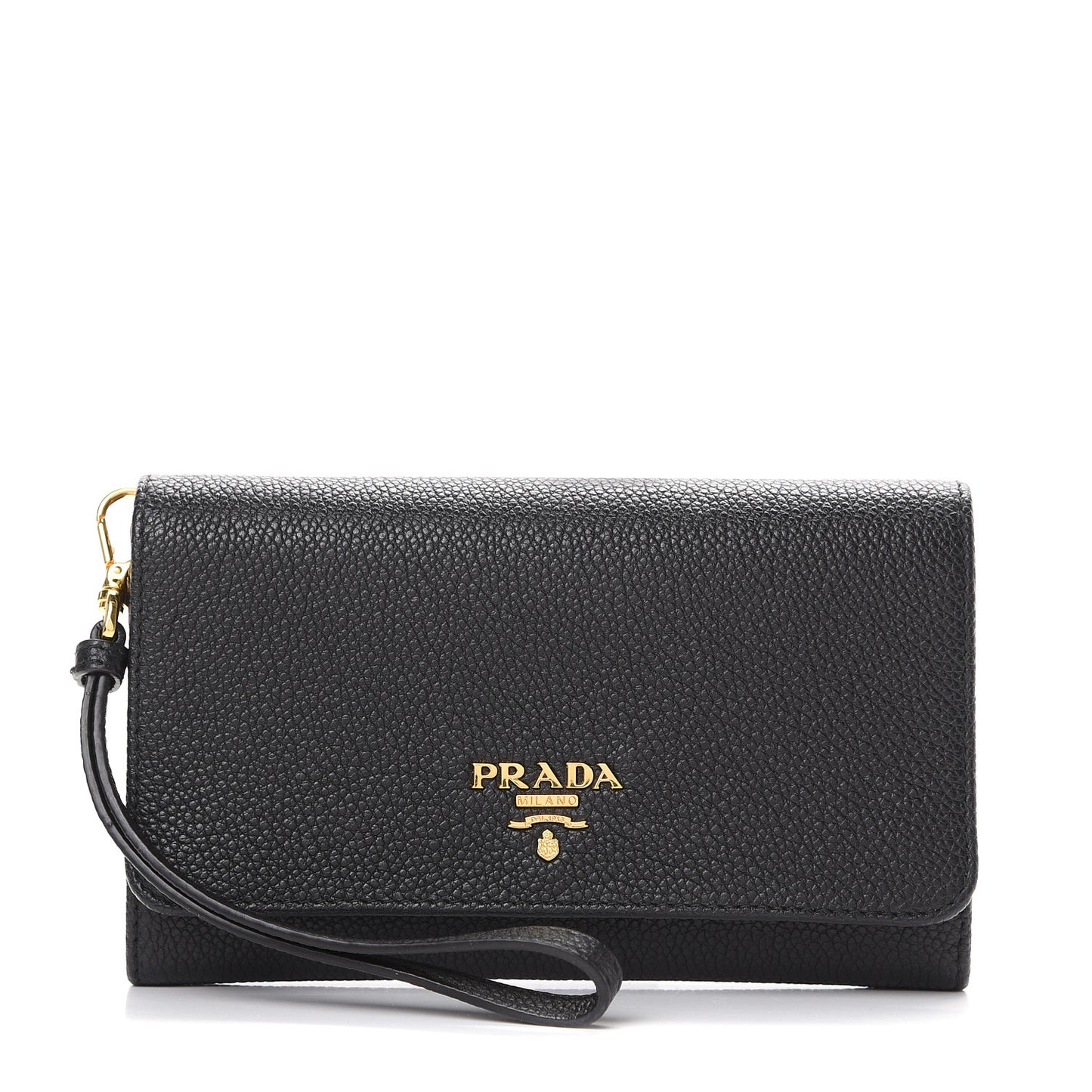Vitello Grain Wristlet Wallet Black