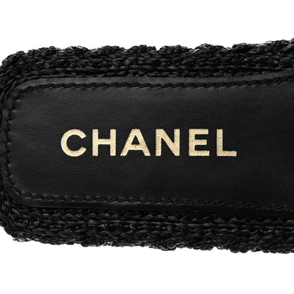 Chanel Raffia CC Espadrille Slip On Sandals 40 Black 6 of 9