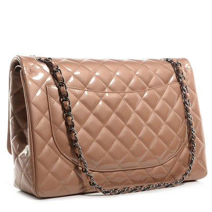 Chanel Patent Maxi Double Flap Light Brown 4 of 11