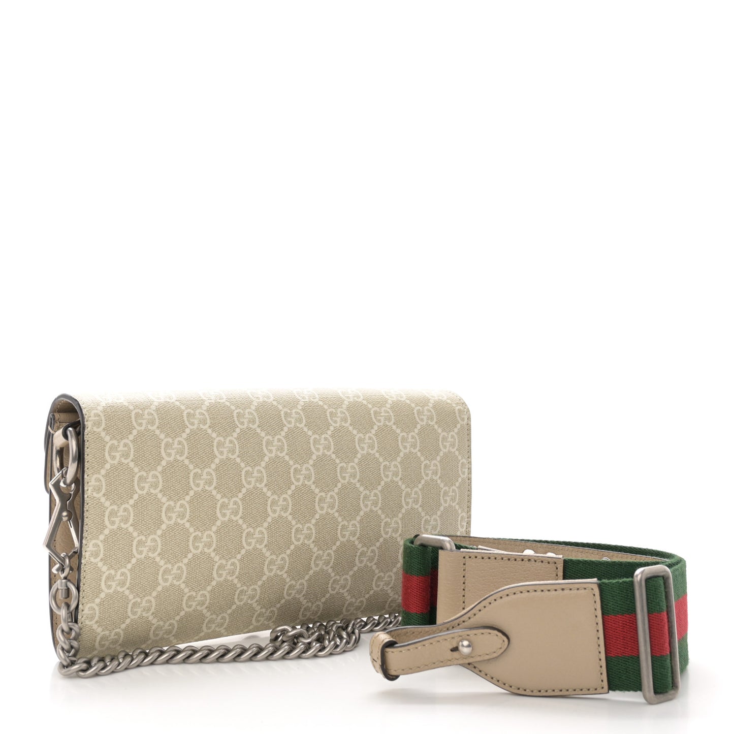 GG Supreme Monogram Textured Dollar Calfskin Dionysus Small Shoulder Bag Beige Mystic White Oatmeal