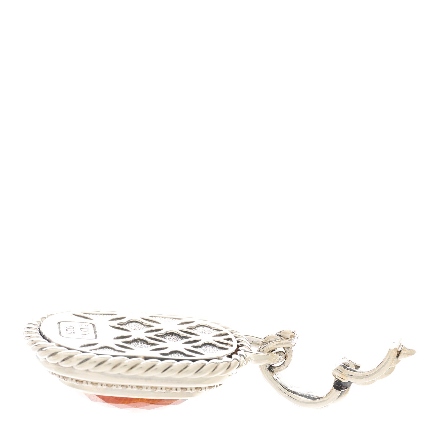 David Yurman Sterling Silver Diamond Citrine 20mm Albion Enhancer Pendant 4 of 4