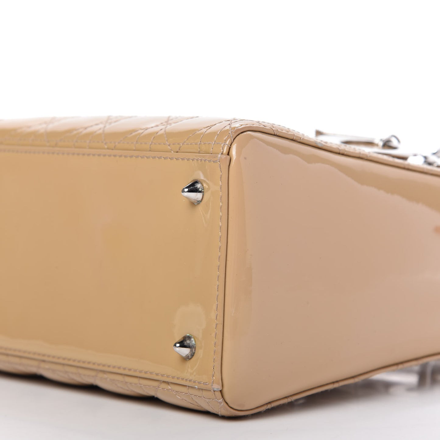 Patent Cannage Medium Lady Dior Beige