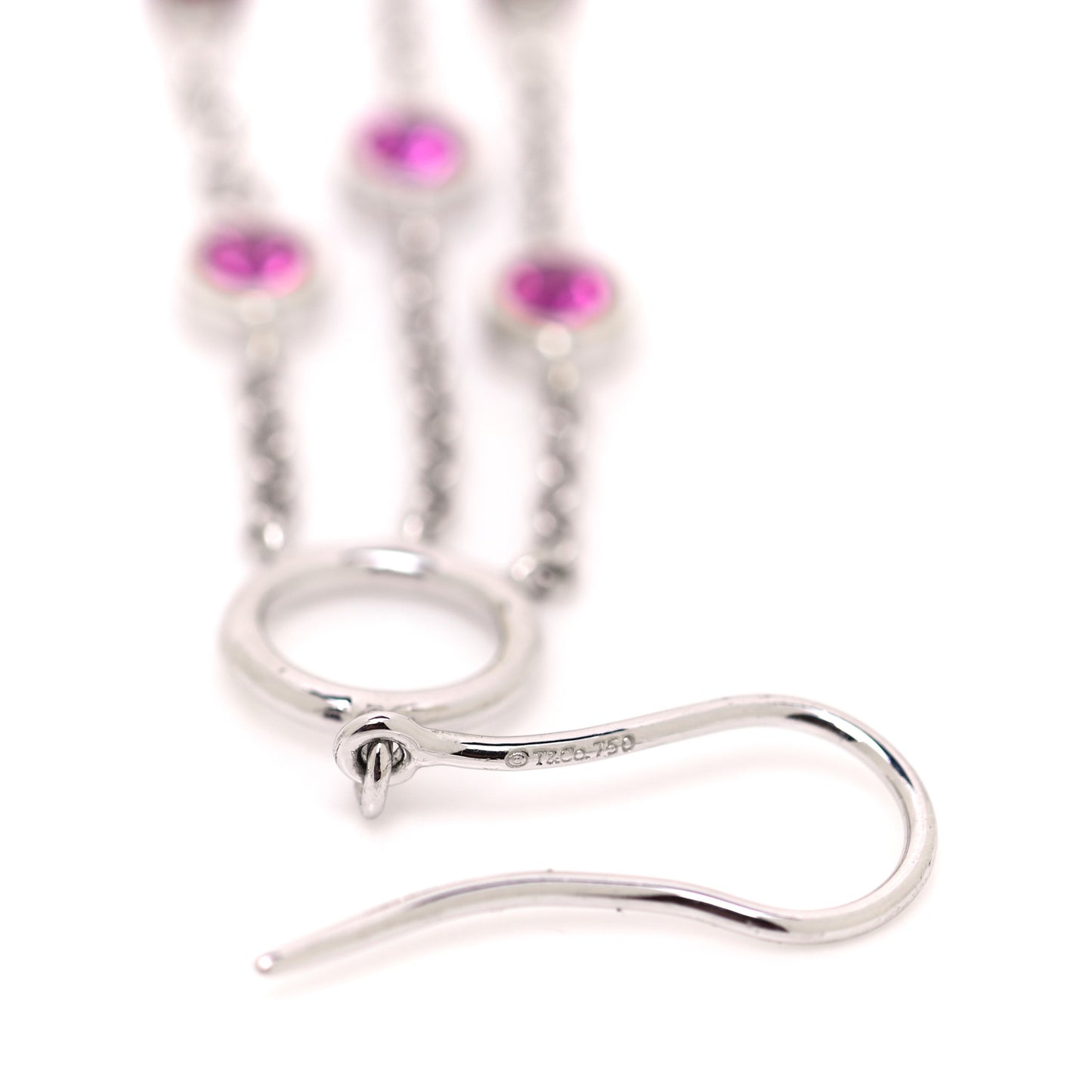 18K White Gold Pink Sapphire Rhodolite Garnet Jazz Earrings