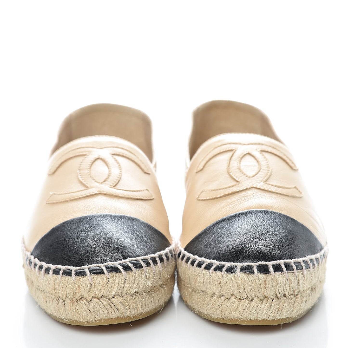 Lambskin CC Espadrilles 37 Beige Black